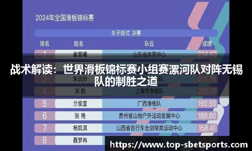 战术解读：世界滑板锦标赛小组赛漯河队对阵无锡队的制胜之道